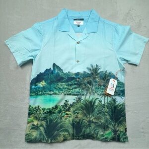 NWT Roark Men's M Hinano Gonzo Otemanu S/S Woven Shirt Blue RW645 Graphic